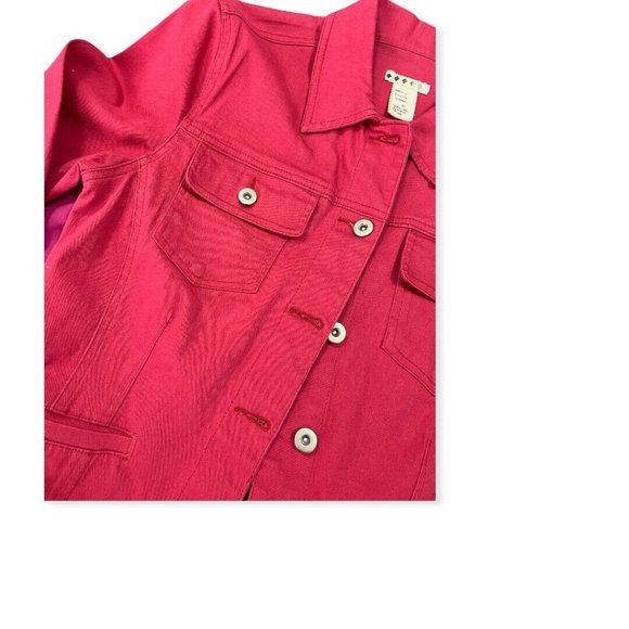 Cranberry Red Jean jacket Explore Cotton Blend Stretch Spring Pockets - Picture 6 of 6